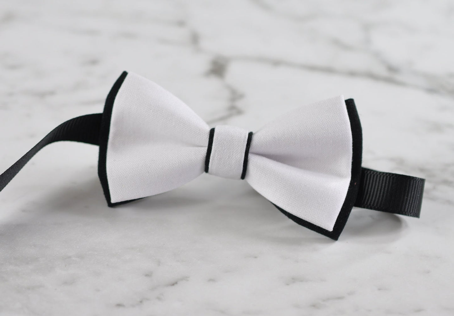 Boy Kids Baby infant Page Boy 100% Cotton BLACK + WHITE 2 LAYERS Bow Tie Bowtie Wedding Party 1-6 Years Old