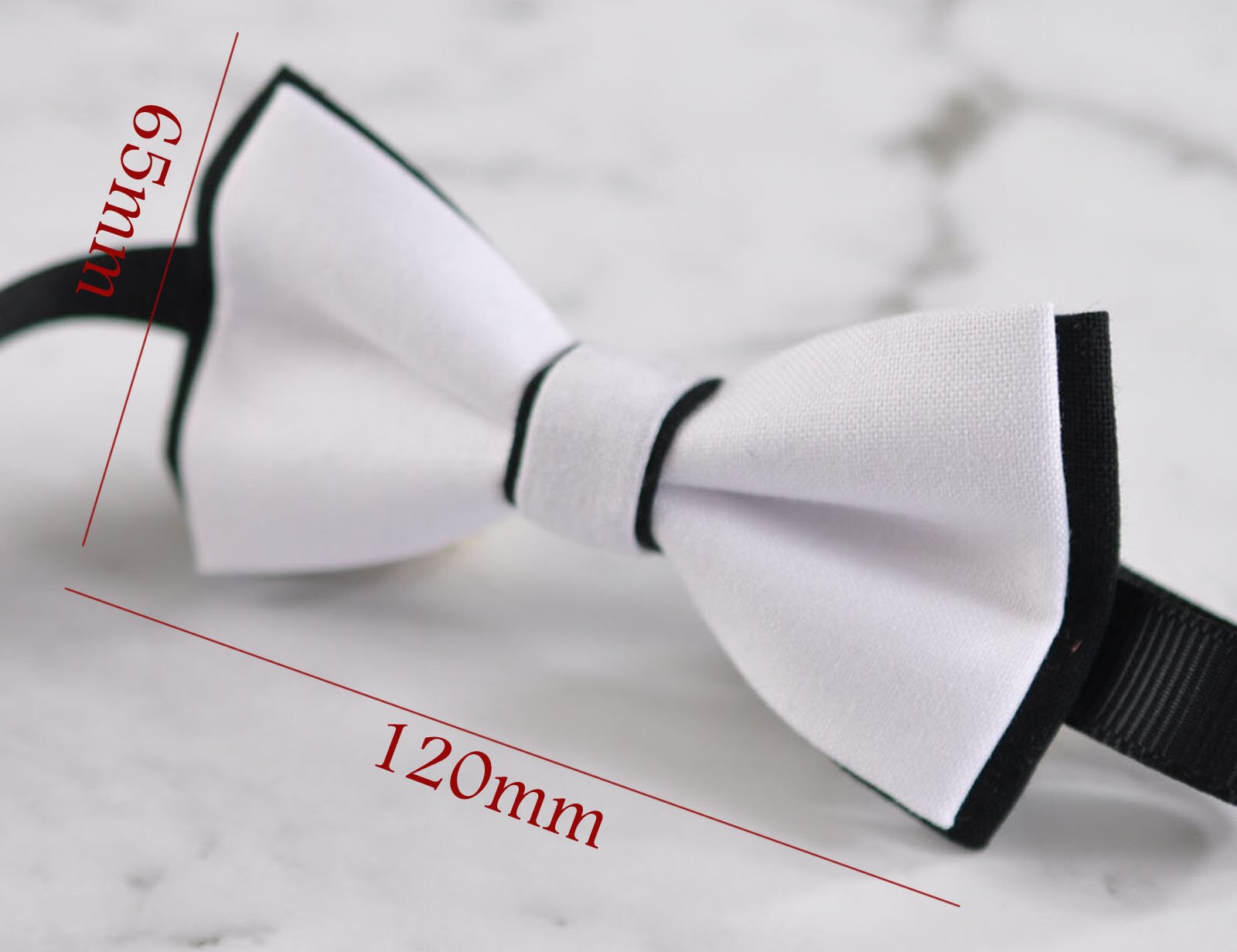 Men Black and White 2 LAYERS 100% Cotton Hand Made Bowtie TUXEDO Bow Tie Wedding Party