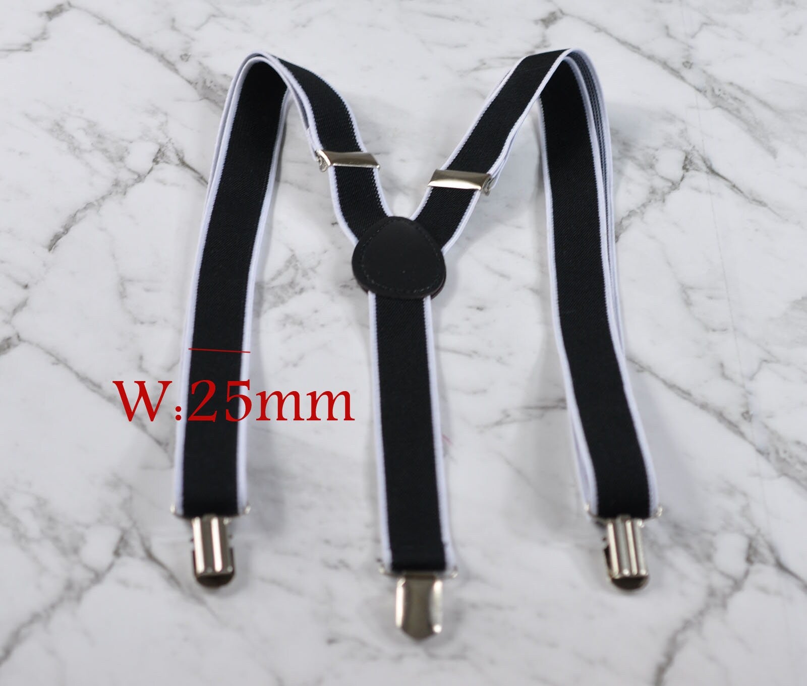 Black and White Cotton Bow Tie + Matched Elastic Suspenders Braces Sets for Baby infant / Boy Kids / Youth Teenage / Men Adult