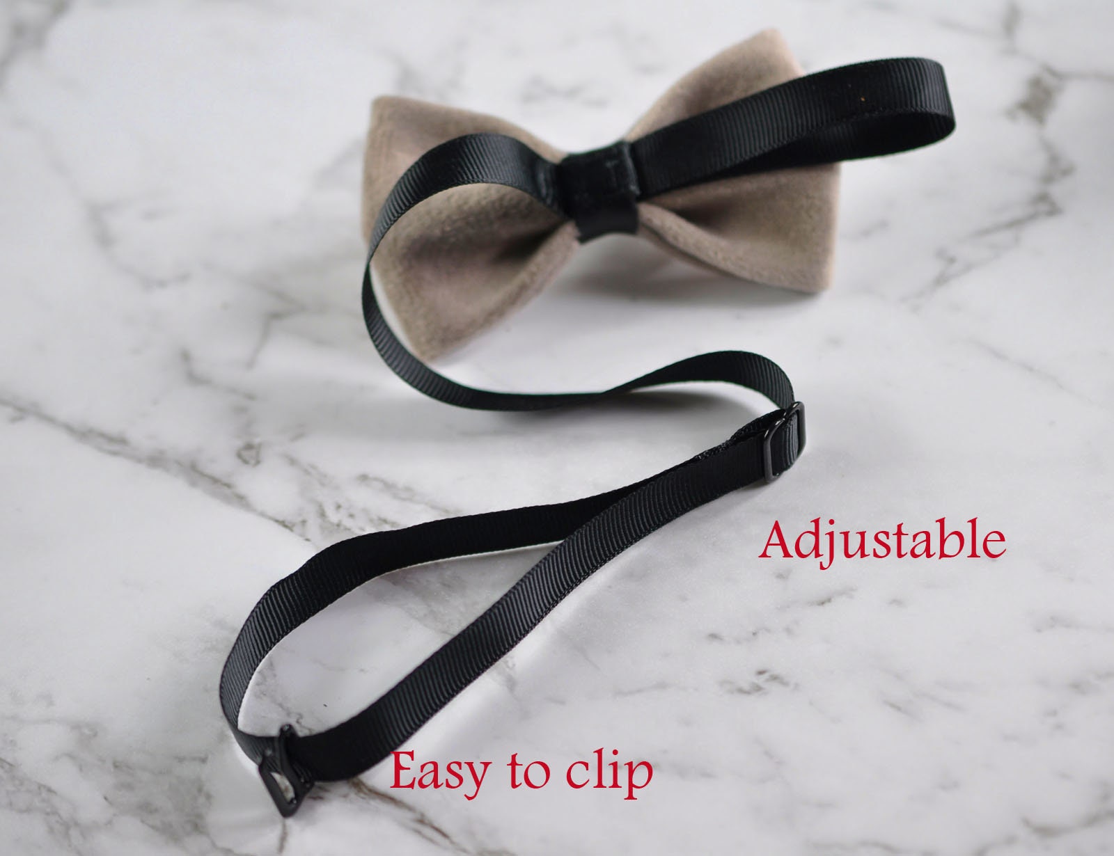 Men Unisex Mink Pavilion Beige Velvet Bow Tie Bowtie Craft Wedding Party Pretied