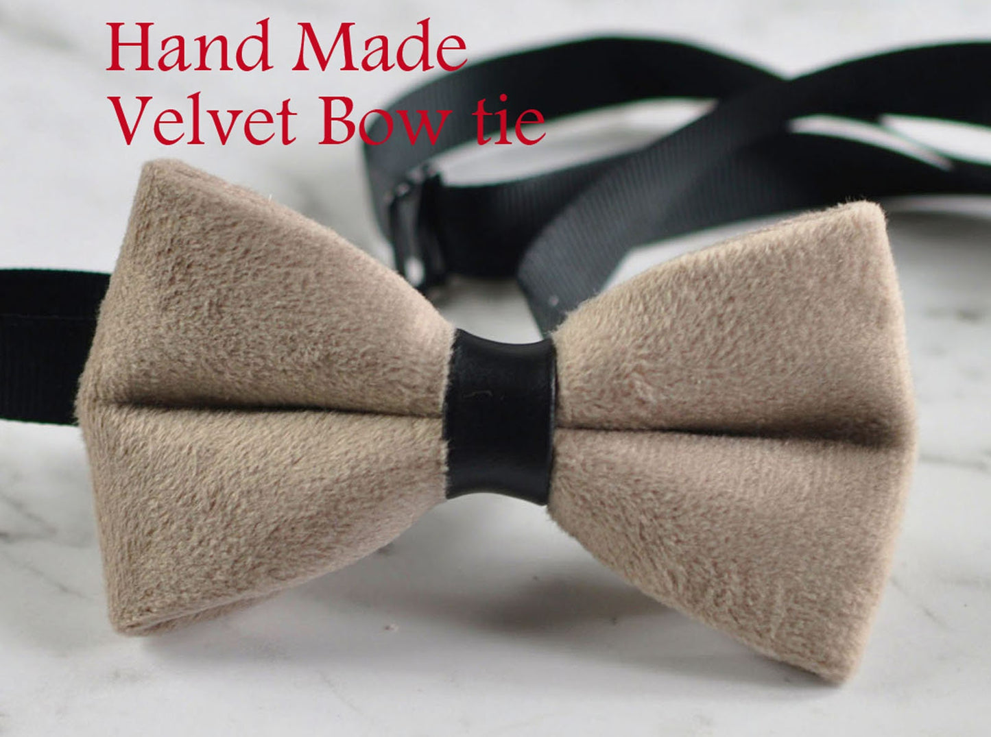 Men Unisex Mink Pavilion Beige Velvet Bow Tie Bowtie Craft Wedding Party Pretied