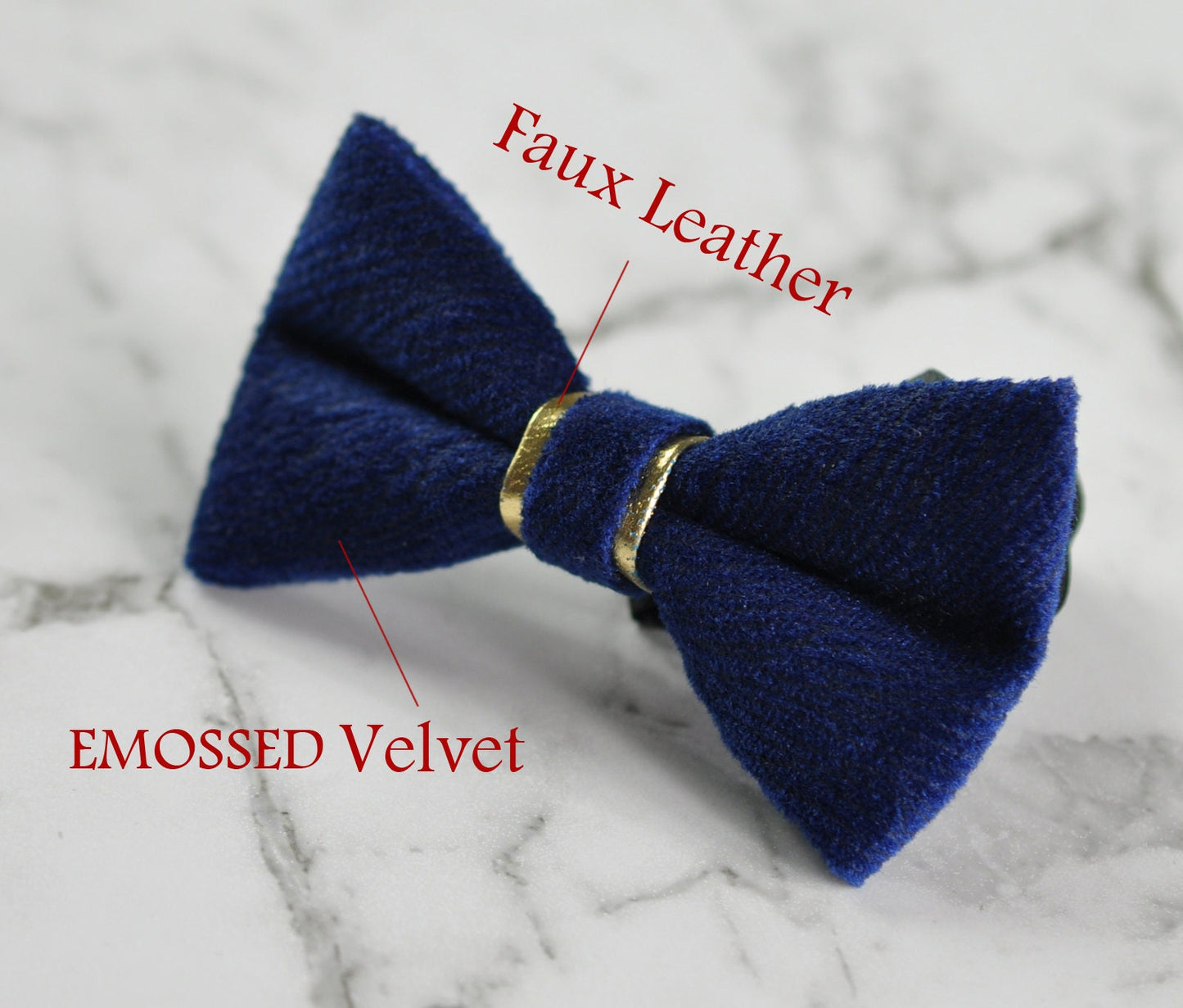 Baby Infant Kids Boy Solid Navy Blue Embossed Velvet Bowtie Bow Tie 1 to 6 Years Old Wedding Party