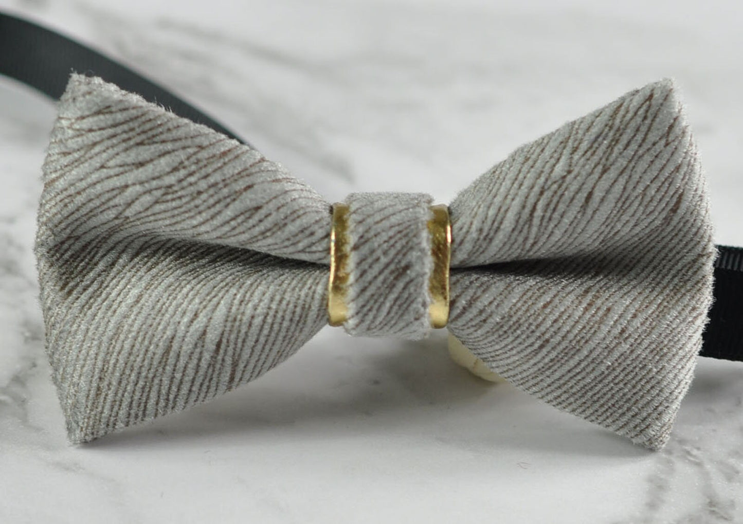 Men Unisex SILVER GREY EMBOSSED Velvet Bow Tie Bowtie Craft Hand Made Wedding Party Pretied