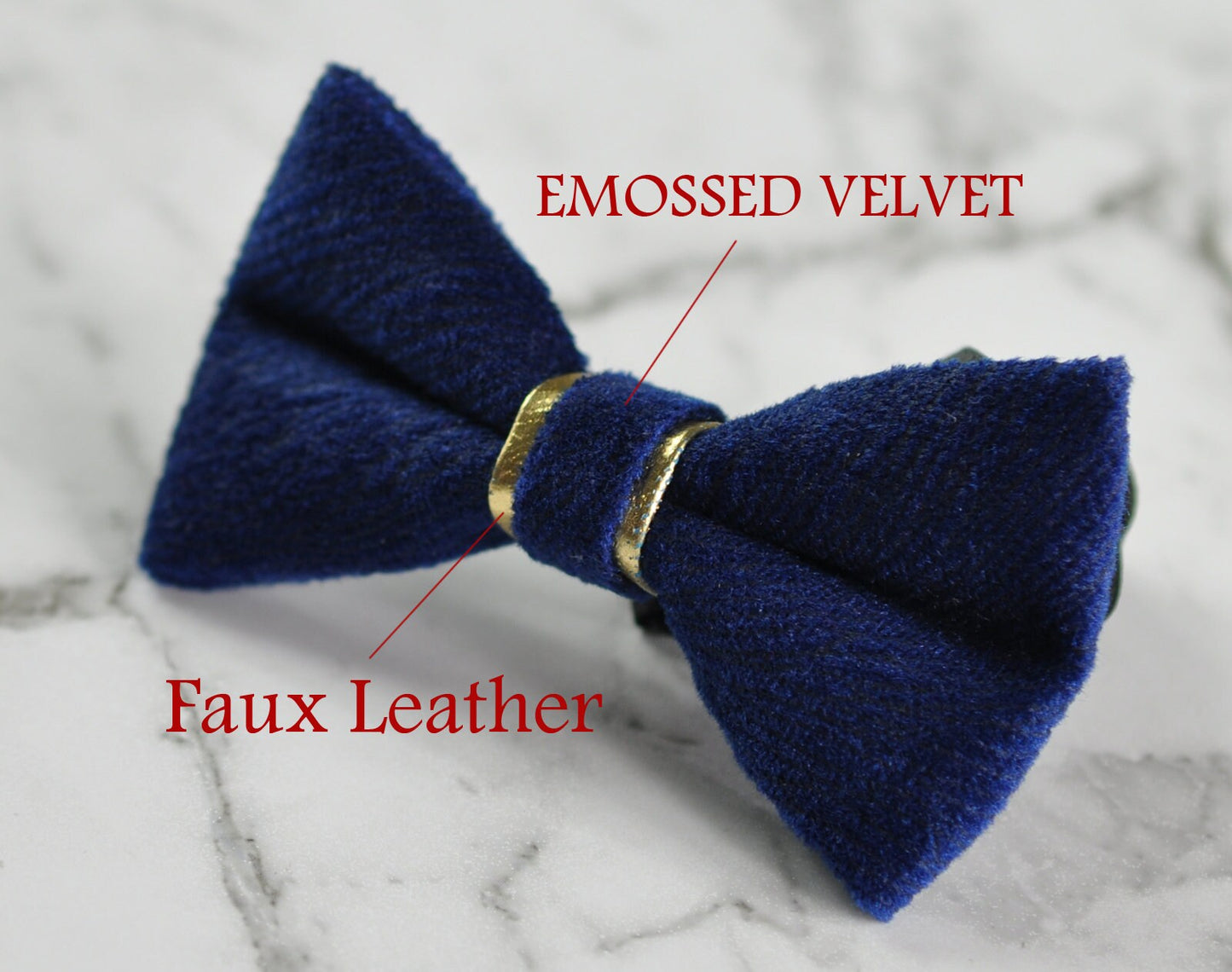 Men Unisex NAVY BLUE EMBOSSED Velvet Bow Tie Bowtie Craft Wedding Party Pretied