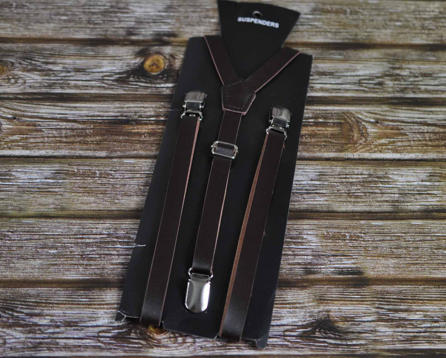Boy Baby Kids Page Boy Navy Blue Denim Jeans Bow Tie + Deep Brown Coffee Faux Leather Suspenders Braces Sets Fits 1-6 Years Old Wedding