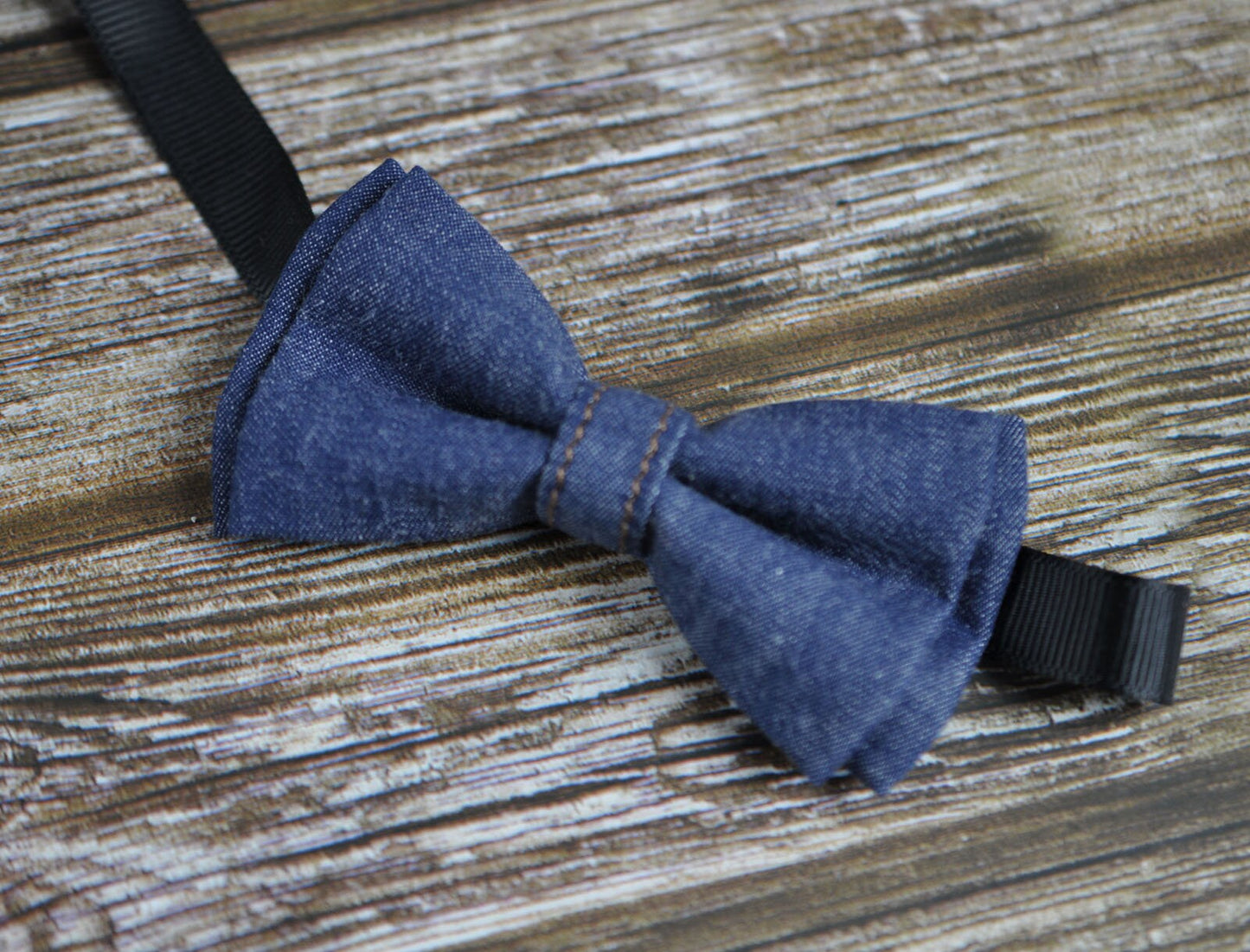 Boy Baby Kids Page Boy Navy Blue Denim Jeans Bow Tie + Deep Brown Coffee Faux Leather Suspenders Braces Sets Fits 1-6 Years Old Wedding