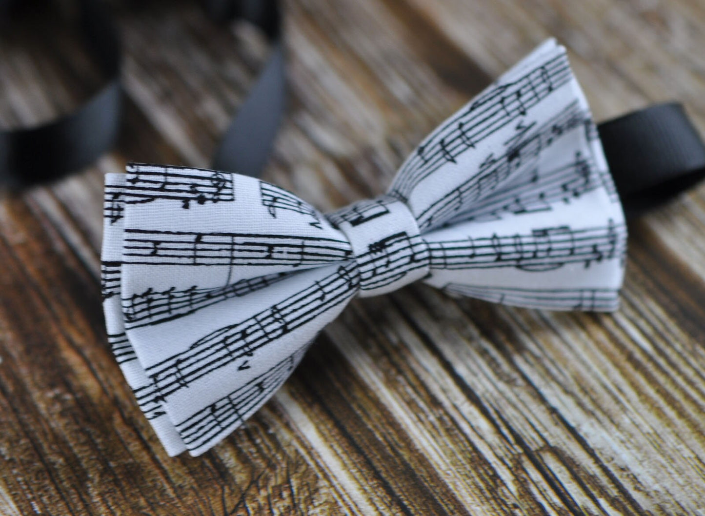 Sheet Music Notes Pattern Cotton Bow Tie + White Solid Suspenders Braces Set for Infant Baby / Kids Boy / Youth Teenage / Adult Men