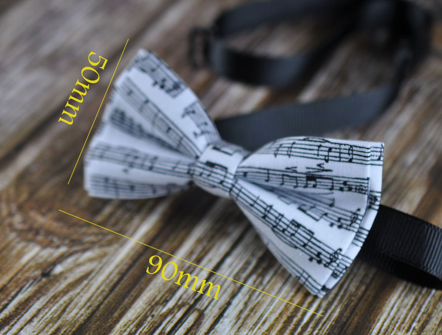 Sheet Music Notes Pattern Cotton Bow Tie + White Solid Suspenders Braces Set for Infant Baby / Kids Boy / Youth Teenage / Adult Men