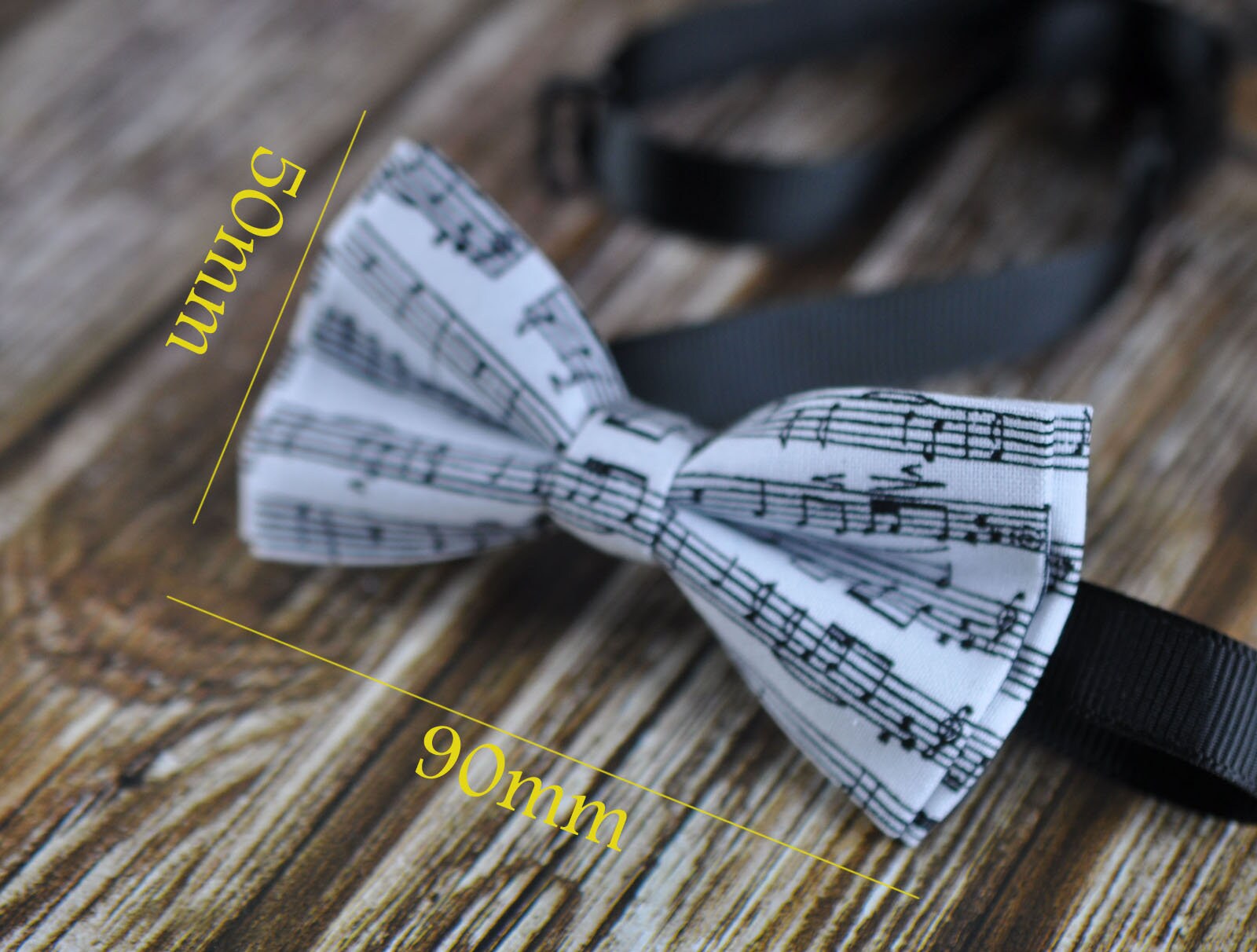 Sheet Music Notes Pattern Cotton Bow Tie + White Solid Suspenders Braces Set for Infant Baby / Kids Boy / Youth Teenage / Adult Men