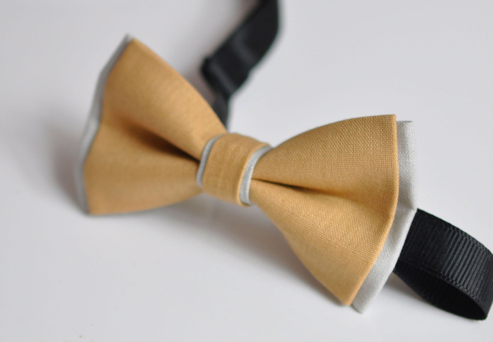 Baby Boy Kids 100% Cotton Handmade Lion Camel Pale Brown AND Grey 2 Layers Bow Tie Bowtie Party Wedding Fits 1-6 YEARS OLD