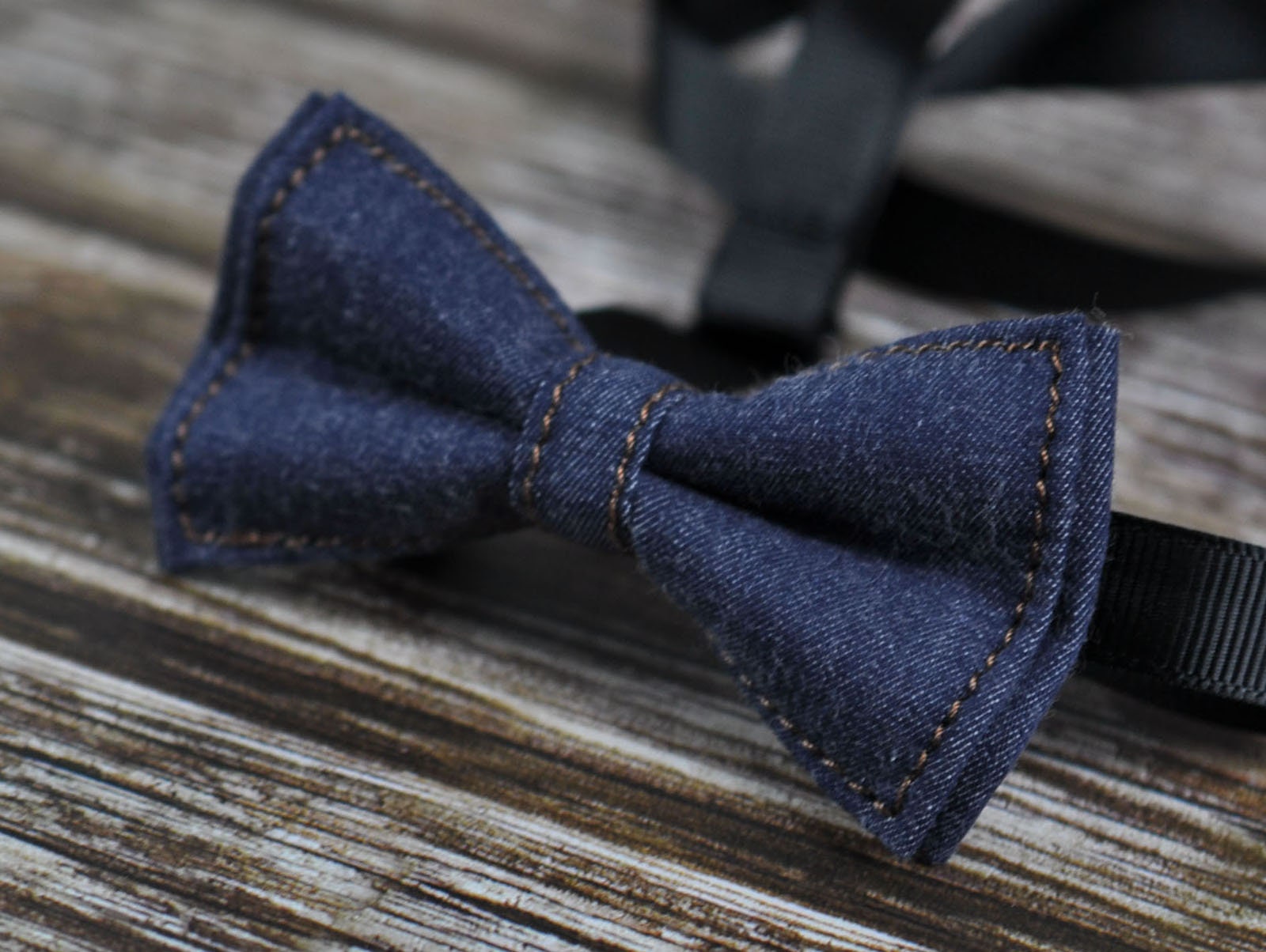 Men Women Navy Blue Denim Jeans Fashion Pretied Handmade Bow Tie Bowtie Wedding Party