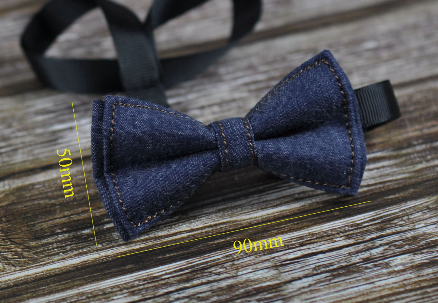 Boy Kids Baby infant Children Page Boy Navy Blue Denim Jeans Bow Tie Bowtie Wedding 1-6 Years Old