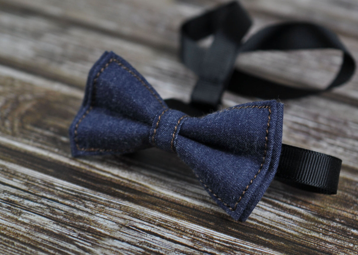 Boy Kids Baby infant Children Page Boy Navy Blue Denim Jeans Bow Tie Bowtie Wedding 1-6 Years Old