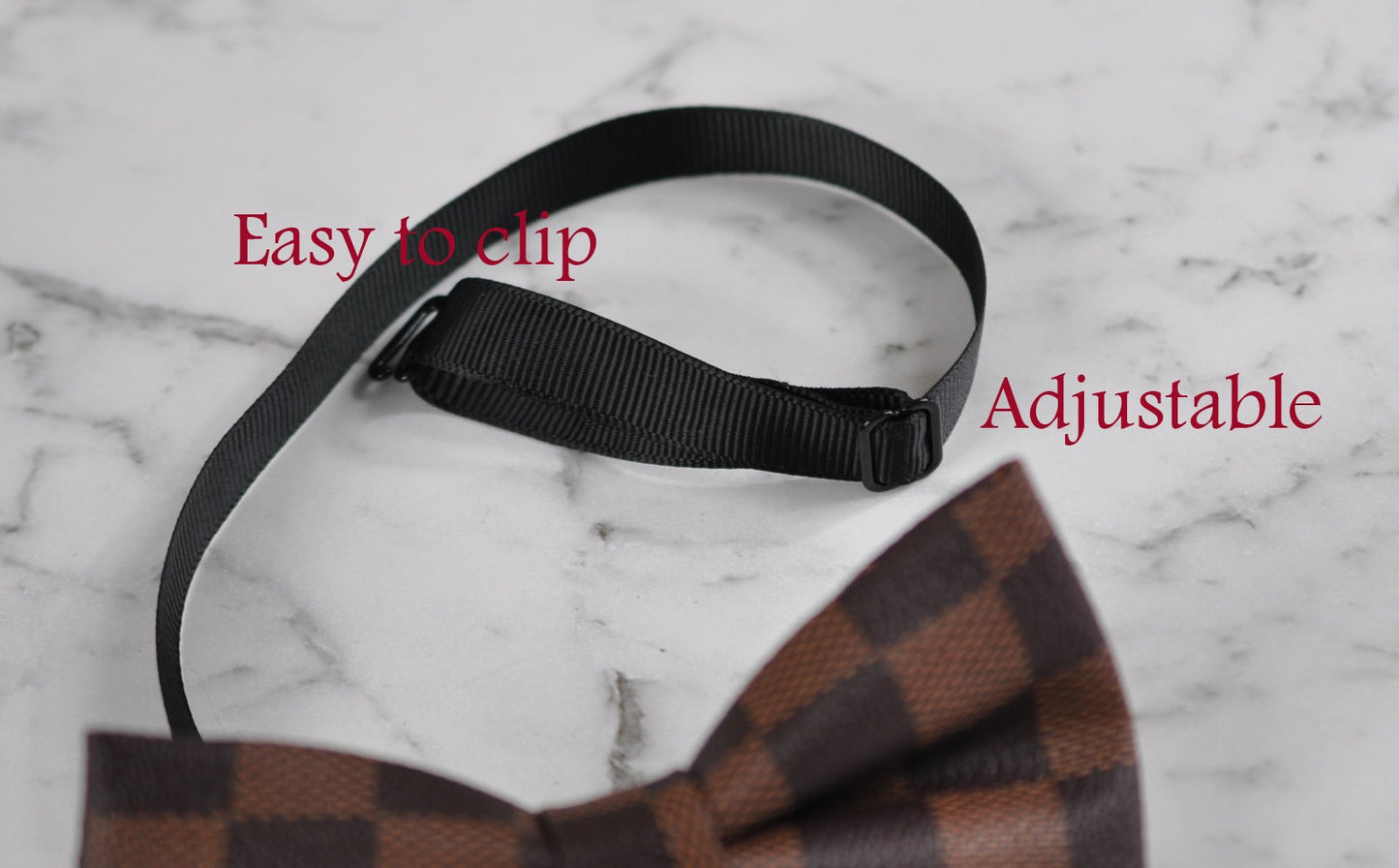 Men Women Adult Grids Pattern Faux Leather Coffee Deep Brown Bow Tie Bowtie Wedding Party