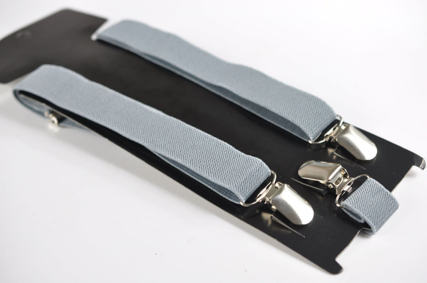 Boy Kids Page Boy ELEMENTS STRIPE GREY Stripes Pattern Cotton Bow Tie + Grey Solid Suspenders Braces Set Fits 1-6 Years Old Wedding Party