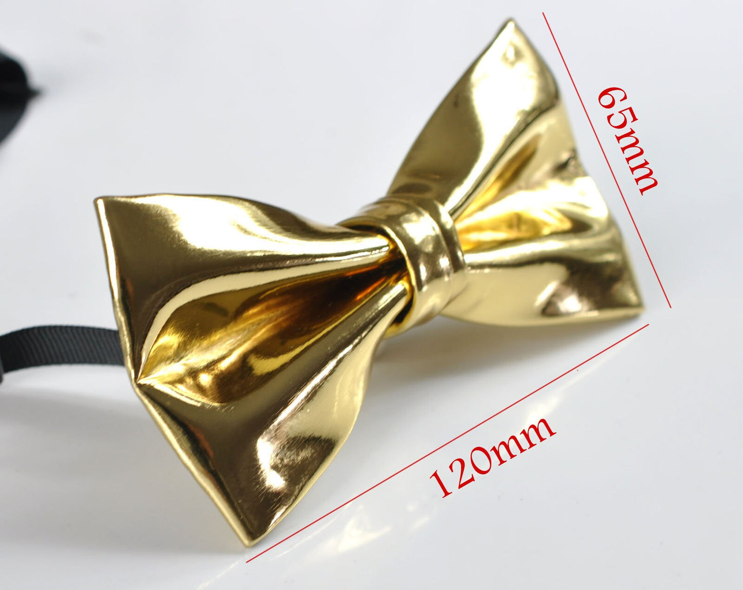 Mens PVC Faux Leather SOLID Gold Golden Shining Bow Tie Bowties Wedding Party