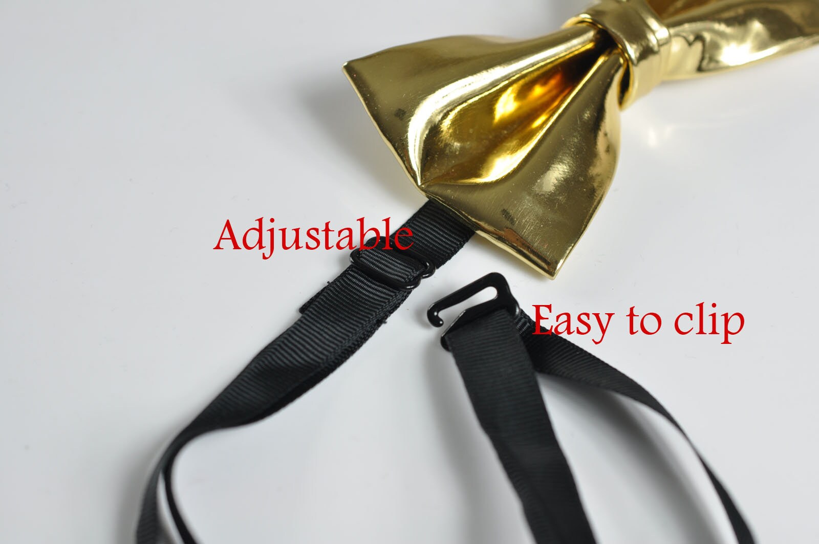 Mens PVC Faux Leather SOLID Gold Golden Shining Bow Tie Bowties Wedding Party