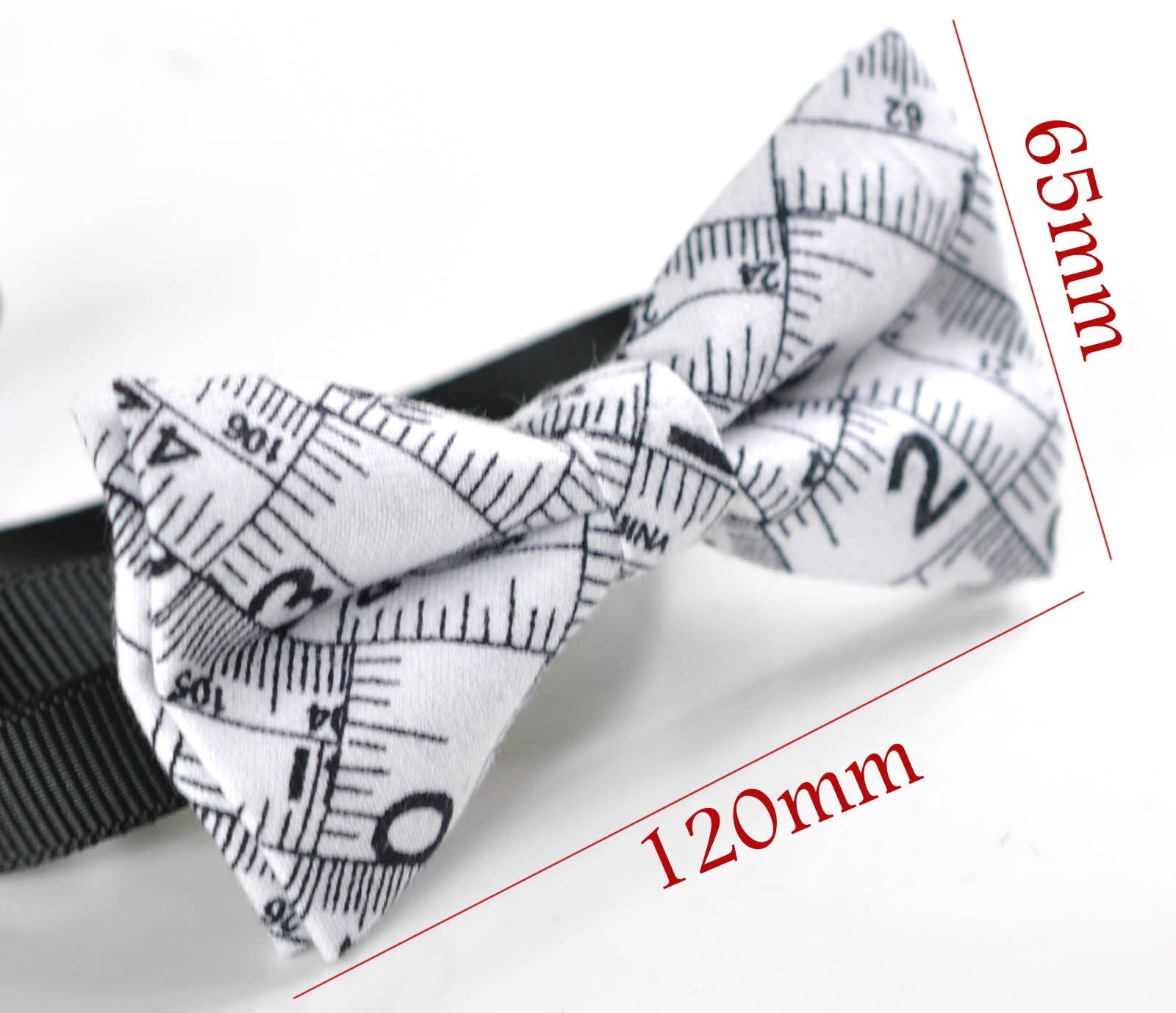 Men Women 100% Cotton Quality Black White Ruler Inches Pattern Handmade Pretied Bow Tie Bowtie Craft Wedding Party