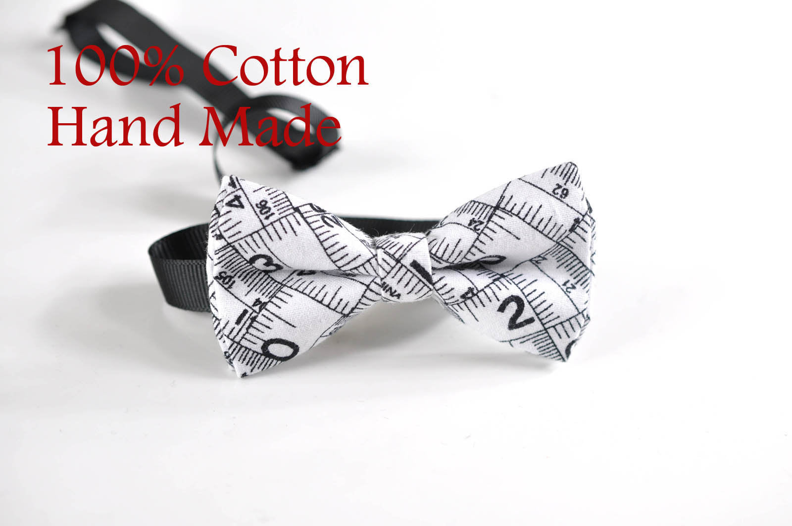 Boy Kids Page Boy infant Ruler Inches Pattern Cotton Bow Tie + Black Suspenders Braces Set Fits 1-6 Years Old Wedding Party