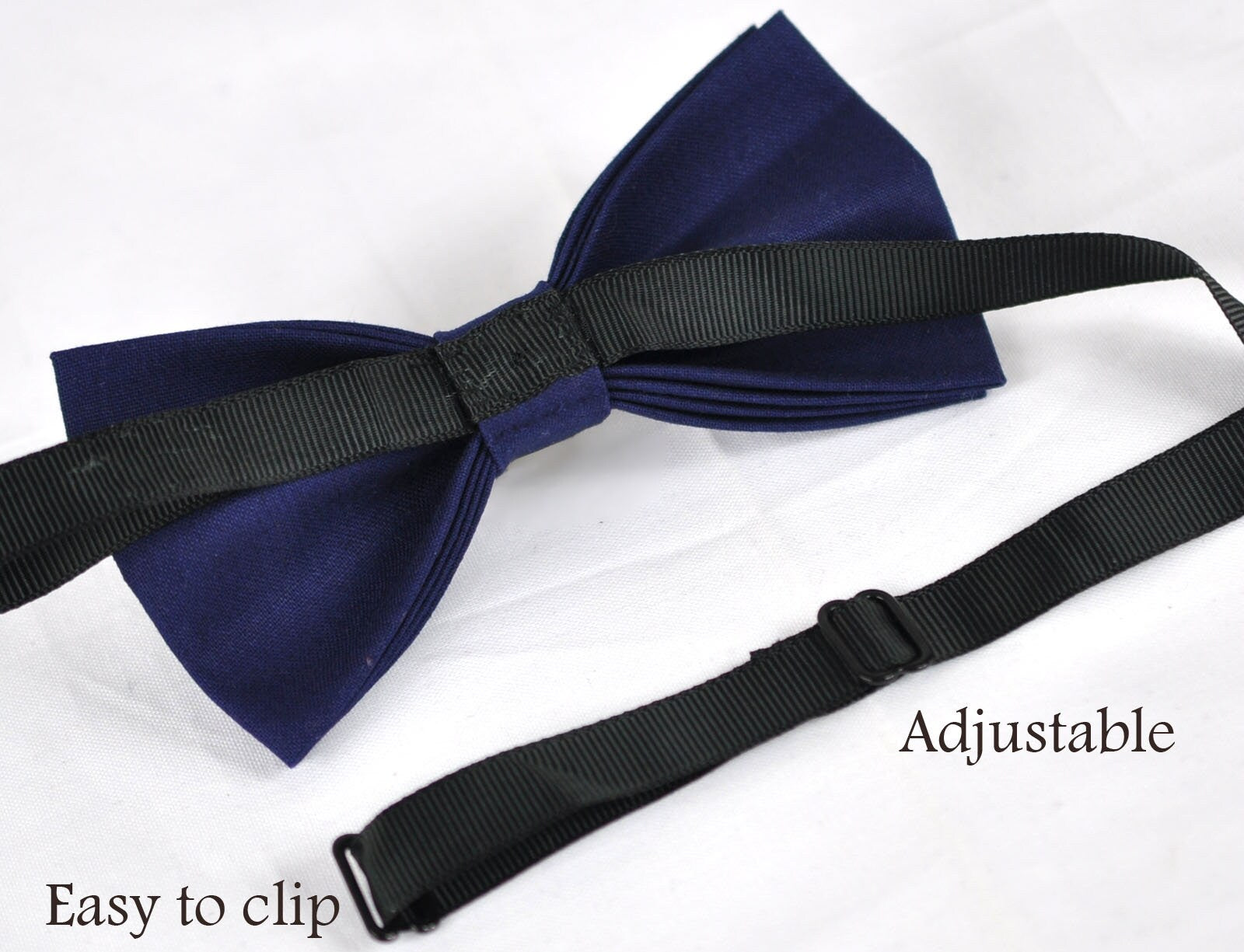 Dark Brown Faux Leather Skinny Adjustable Braces Suspenders + Cotton Navy Blue Bowtie Bow Ties FOR Baby infant / Kids Boy / Youth Teenage