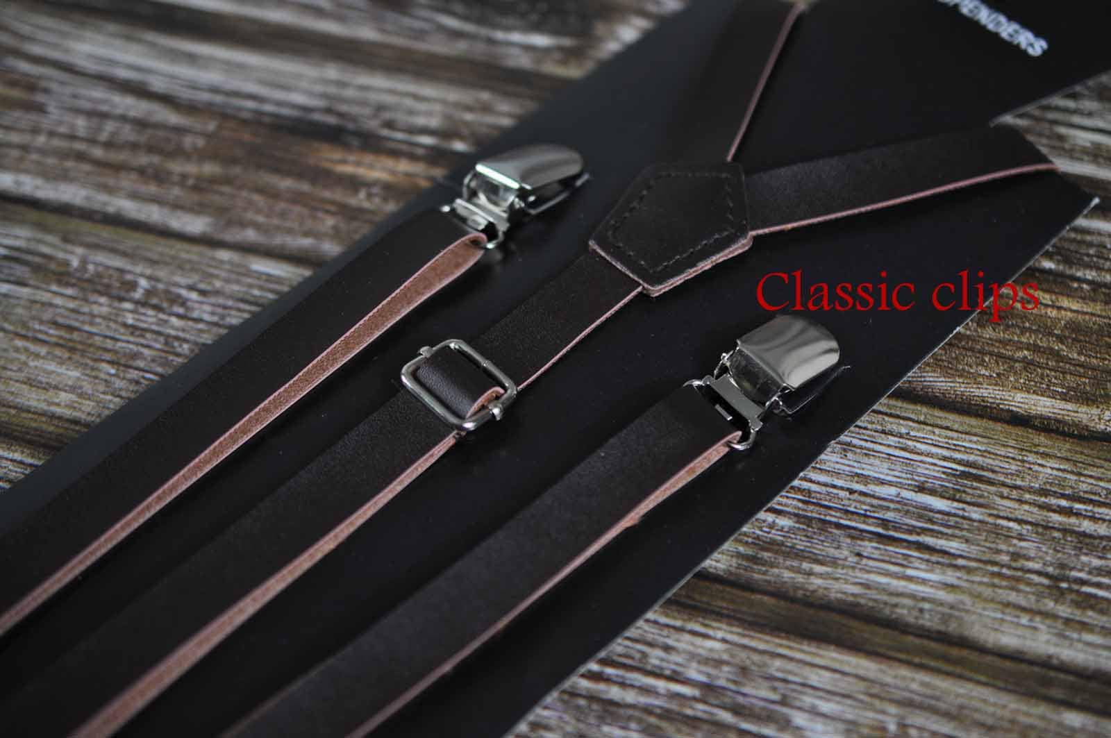 Boy Baby Kids Page Boy Navy Blue Denim Jeans Bow Tie + Deep Brown Coffee Faux Leather Suspenders Braces Sets Fits 1-6 Years Old Wedding