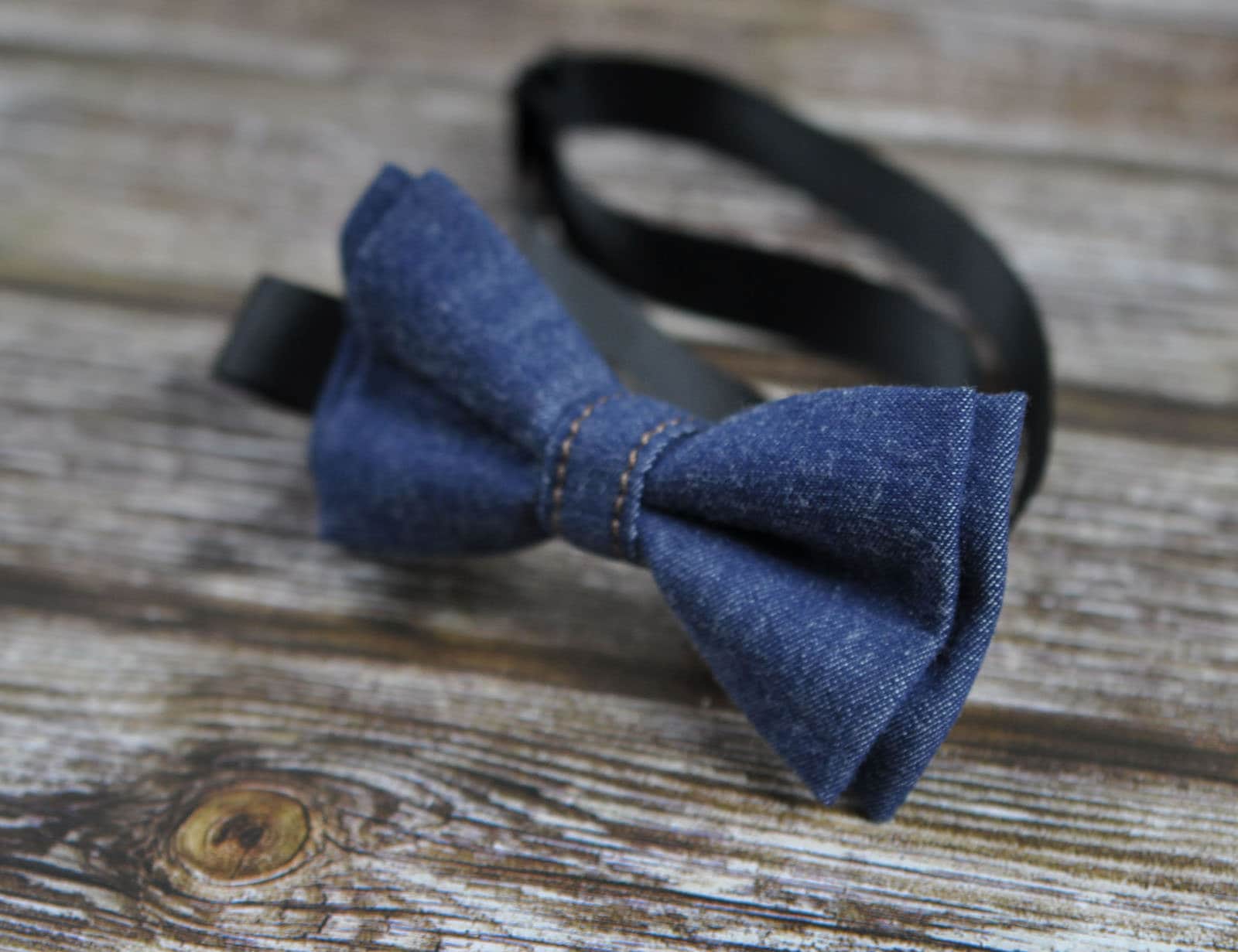 Boy Baby Kids Page Boy Navy Blue Denim Jeans Bow Tie + Deep Brown Coffee Faux Leather Suspenders Braces Sets Fits 1-6 Years Old Wedding