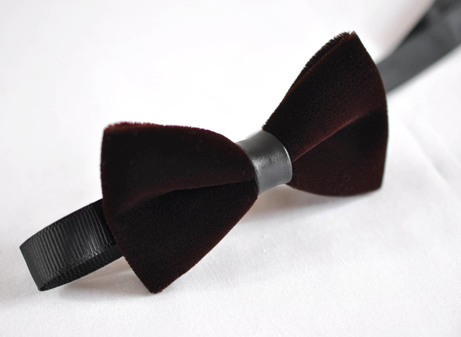 Baby Infant Kids Page Boy Toddler Brown Coffee Velvet Black Faux Leather Bowtie Bow Tie 1 to 6 Years Old Wedding Party