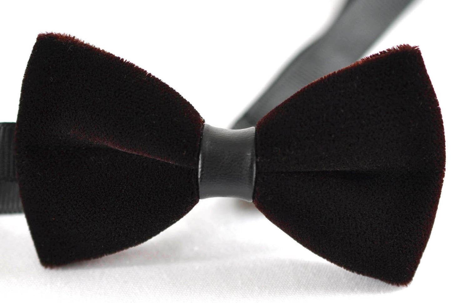 Men Unisex Deep Brown Coffee Velvet Black Faux Leather Adult Bow Tie Bowtie Craft Wedding Party Pretied