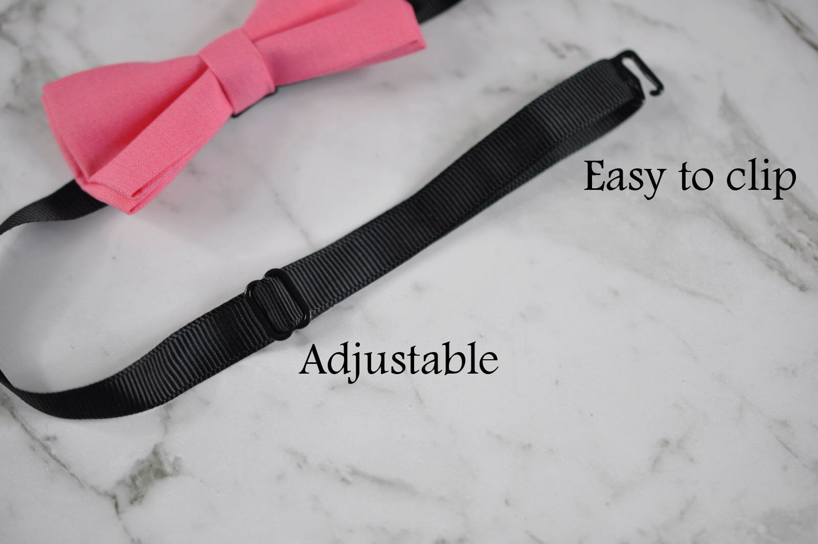 BOY KIDS Baby Infant Navy Blue Clip-on Braces Elastic Suspenders + 100% Cotton Candy Pink Solid Bowtie Bow Ties Fits 1-6 Years Old