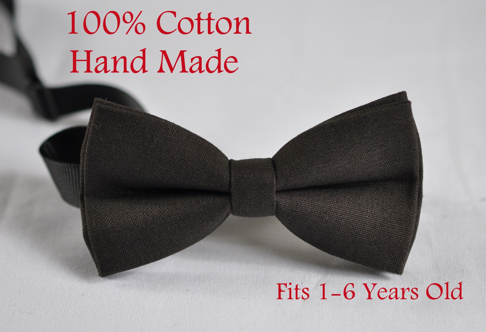 Page Boy Kids Infant Toddlers 100% Cotton Handmade Coffee Bean Color Deep Brown Pretied Bow Tie Bowtie Party Wedding 1-6 Years Old