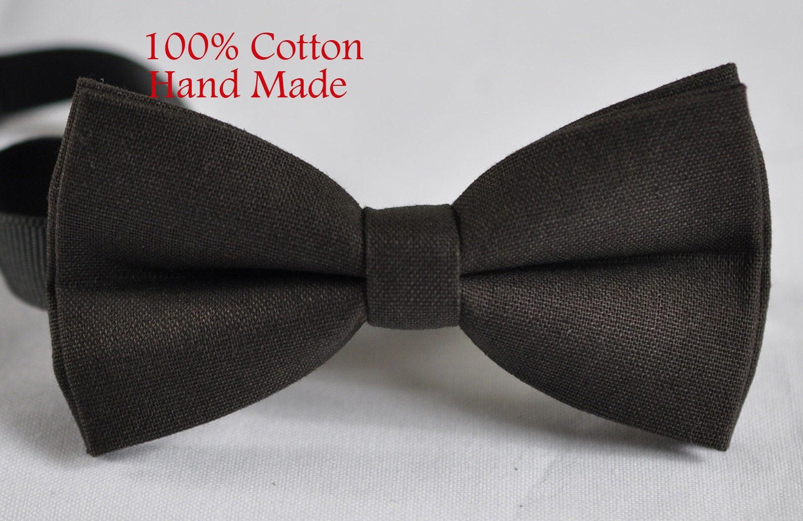 MEN Women 100% Cotton Matte Coffee Bean Color Dark Brown Solid Craft Pretied Bow Tie Bowtie Wedding Party Hand Made