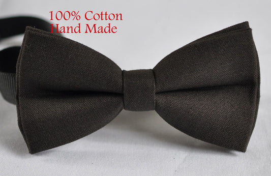 MEN Women 100% Cotton Matte Coffee Bean Color Dark Brown Solid Craft Pretied Bow Tie Bowtie Wedding Party Hand Made