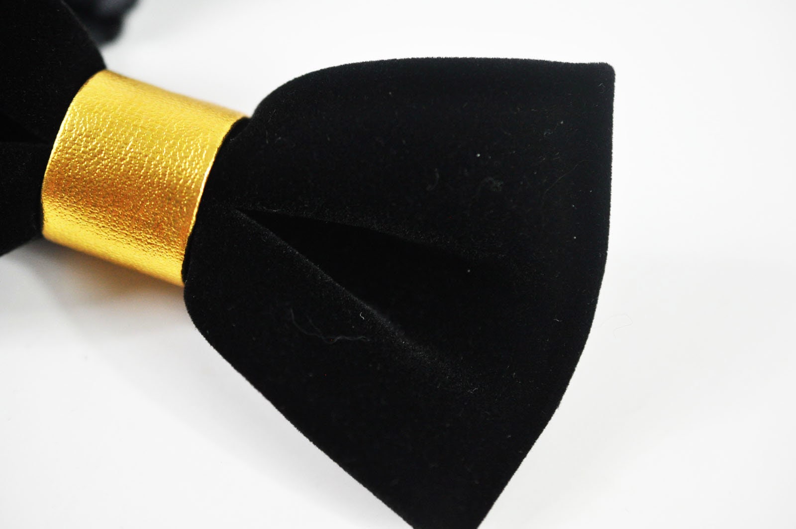 Men Women Unisex Gold Faux Leather Black Velvet Pretied Bow tie Bowtie Wedding Party