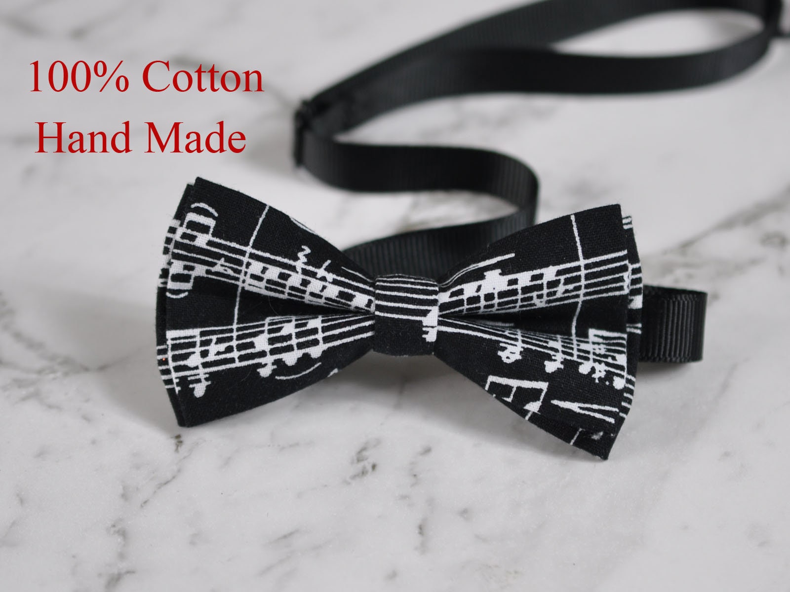 Boy Kids Baby Infant Children Sheet Music Notes Pattern Cotton Black and White Bow Tie Bowtie 1-6 Years Old Wedding Party