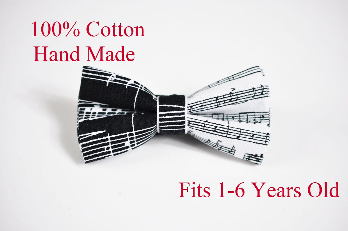 Boy Kids Baby Infant Children Sheet Music Notes Pattern Cotton Black and White Bow Tie Bowtie 1-6 Years Old Wedding Party