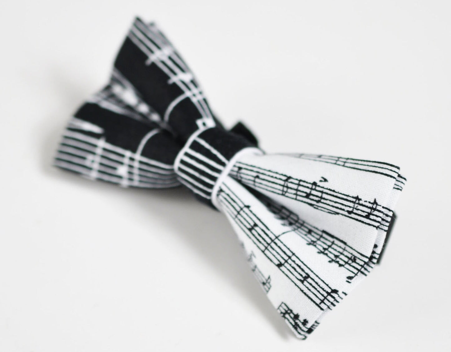 Men Women Black and White 100% Cotton Hand Made Bowtie Bow Tie Sheet Music Notes Pattern Wedding Party