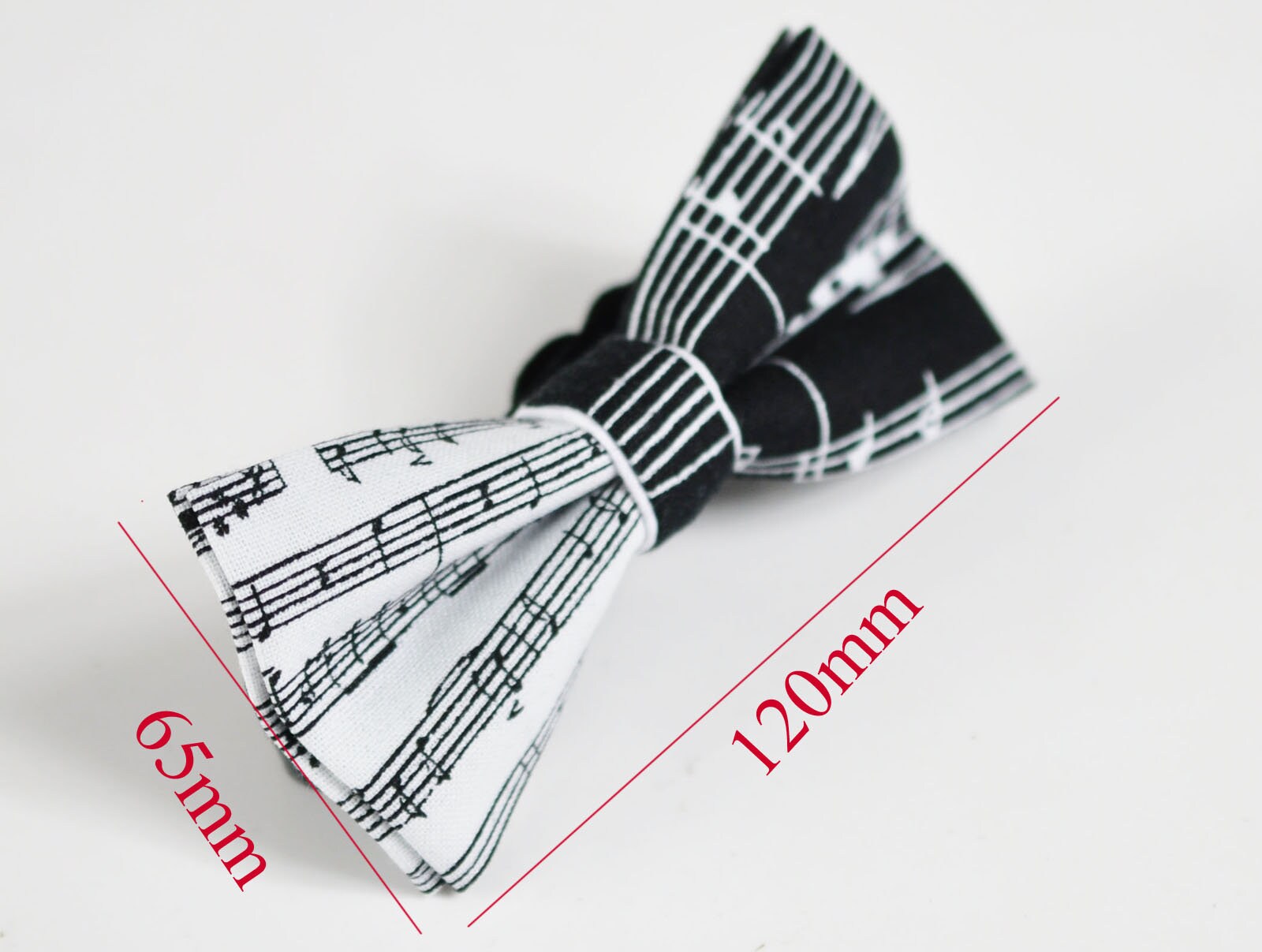 Men Women Black and White 100% Cotton Hand Made Bowtie Bow Tie Sheet Music Notes Pattern Wedding Party