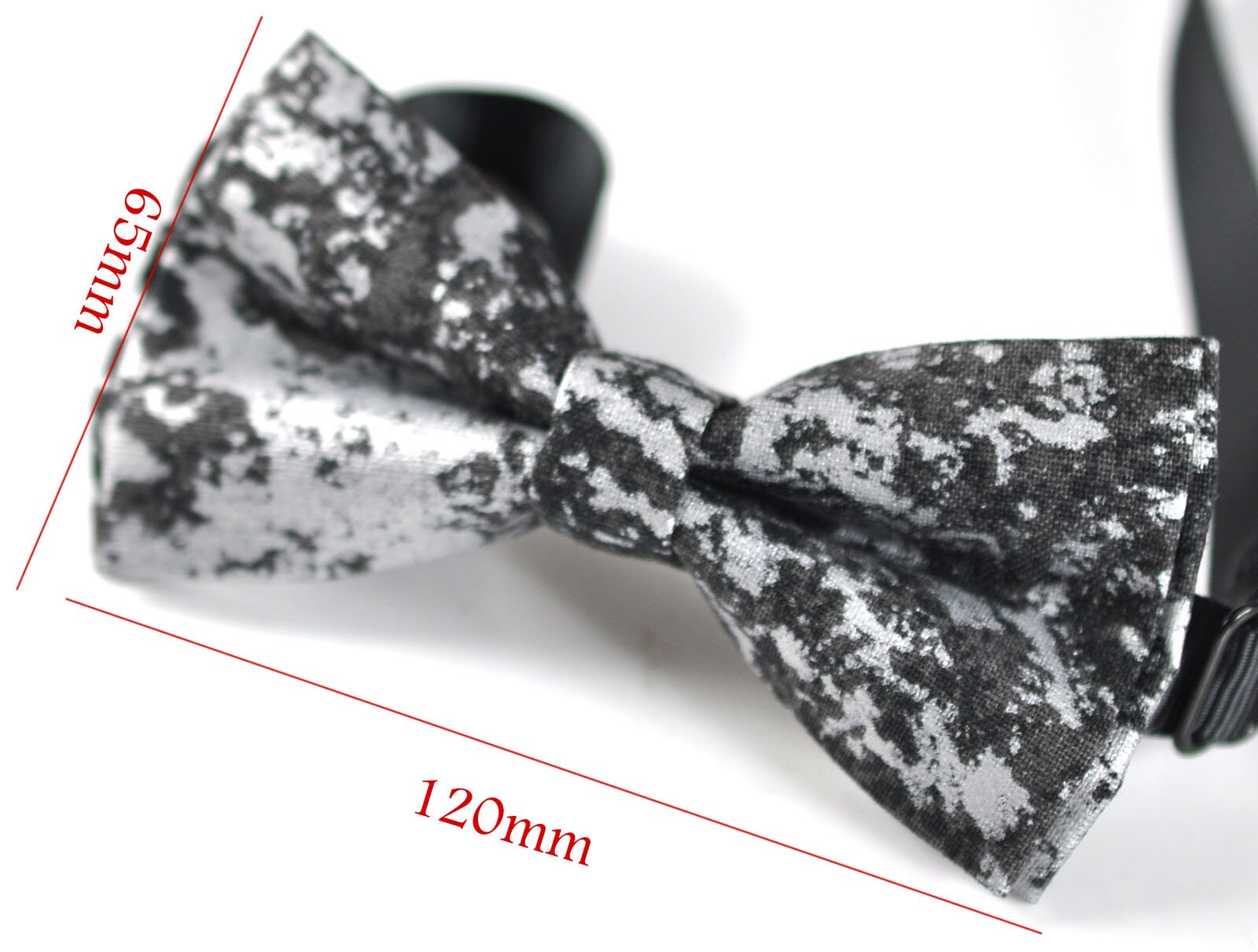 Men Women 100% Cotton Quality Black Metallic Texture Crackle Pattern Handmade Pretied Bow Tie Bowtie Craft Wedding Party