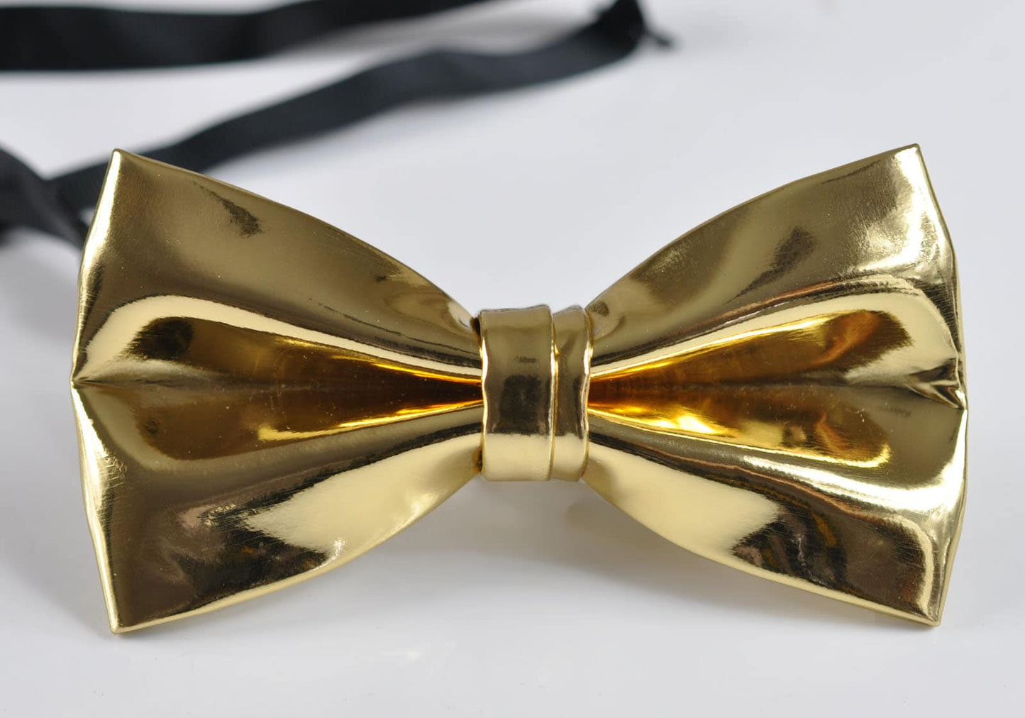 Mens PVC Faux Leather SOLID Gold Golden Shining Bow Tie Bowties Wedding Party