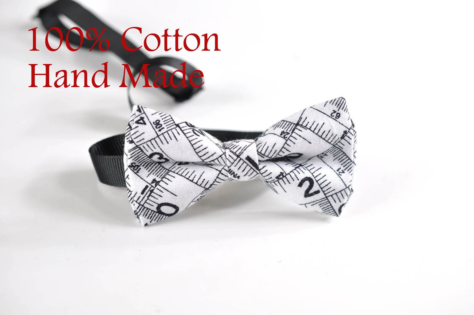 Kids Baby Page Boy Children 100% Cotton Black White Ruler Inches Pattern Bow Tie Bowtie Party Wedding 1-6 Years Old Wedding Party