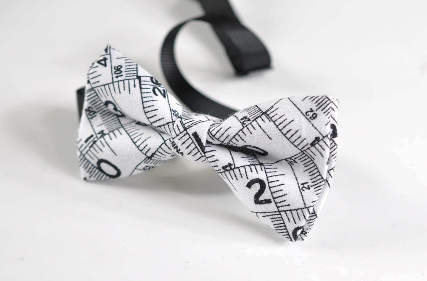 Kids Baby Page Boy Children 100% Cotton Black White Ruler Inches Pattern Bow Tie Bowtie Party Wedding 1-6 Years Old Wedding Party