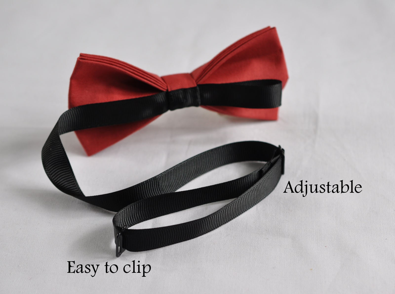 Men Adult 100% Cotton Quality Brick Red Solid Color Handmade Pretied Bow Tie Bowtie Craft Wedding Party