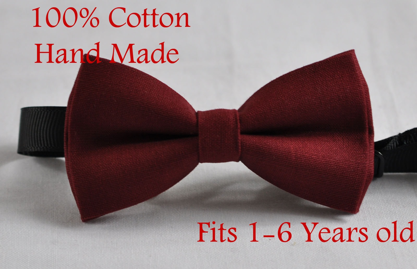 Kids Baby Page Boy Toddler Infant 100% Cotton Handmade Rose Wood Rosewood Red Dark Red Bow Tie Bowtie Party Wedding Page Boy 1-6 Years Old