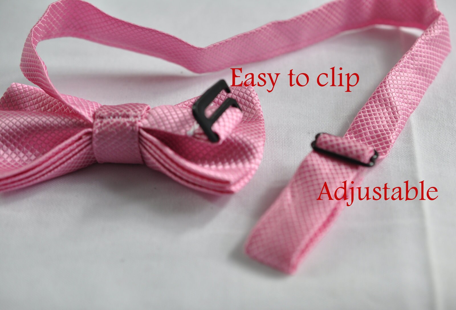 BOY KIDS Baby Infant Toddler Pink Clip-on Braces Elastic Suspenders + Pink Polyester Bowtie Bow Ties Fits 1-6 Years Old