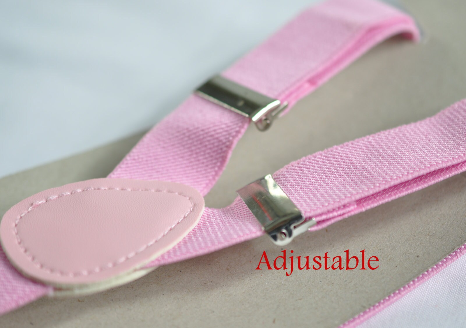BOY KIDS Baby Infant Toddler Pink Clip-on Braces Elastic Suspenders + Pink Polyester Bowtie Bow Ties Fits 1-6 Years Old