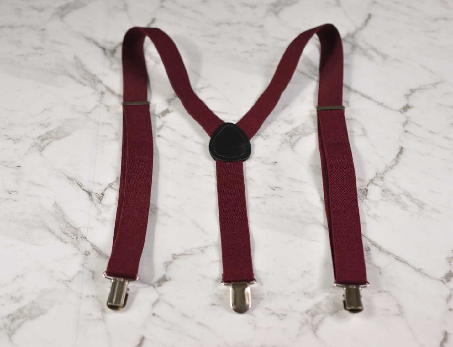 BOY KIDS Baby Infant Burgundy Red Dark Wine Clip-on Braces Elastic Suspenders + 100% Cotton Silver Grey Bowtie Bow Ties Fits 1-6 Years Old