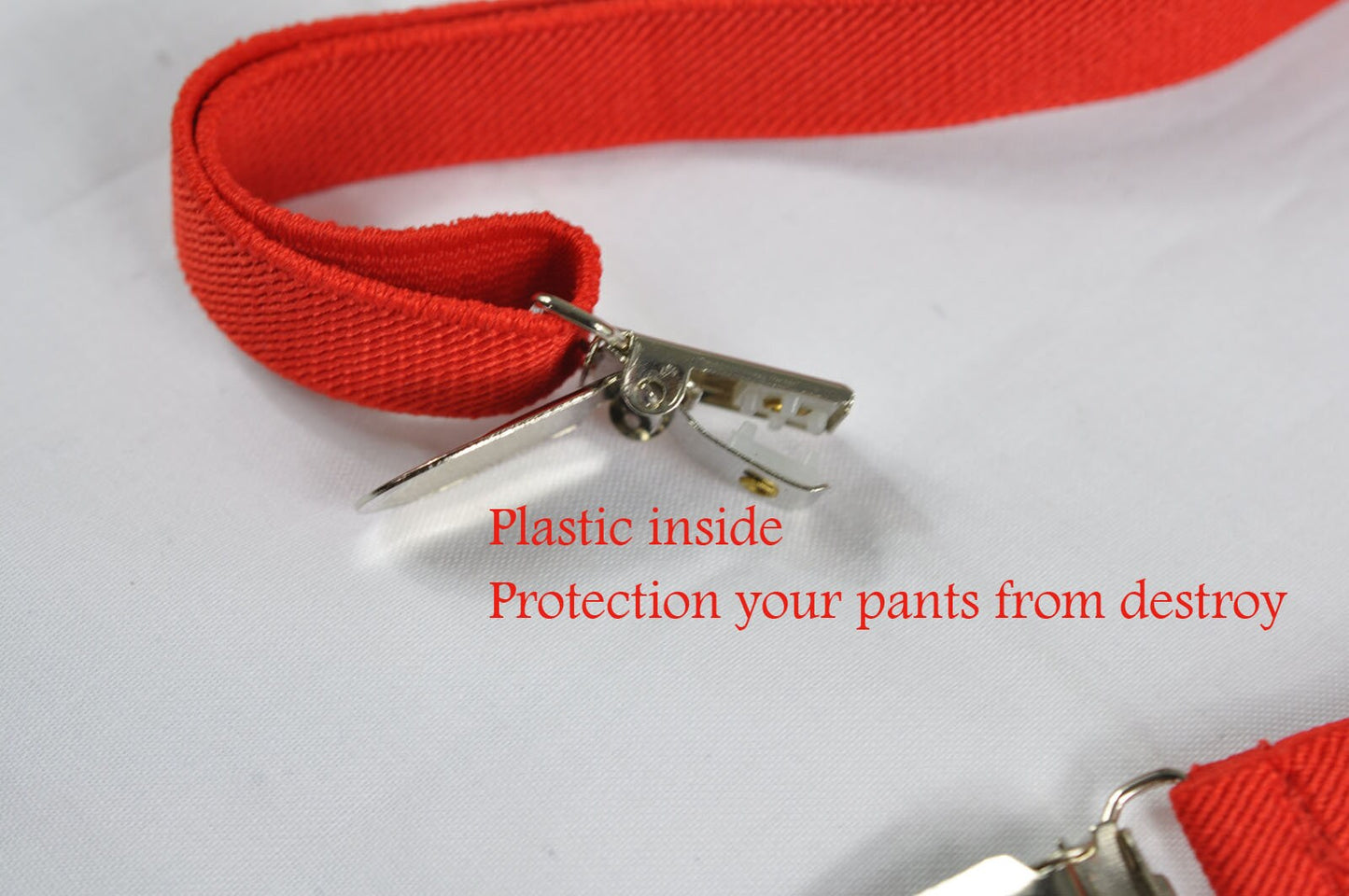 Men Women Unisex Red Adjustable Skinny 15mm 1.5cm Wide X-Back 4 Clips Pants Elastic Suspenders Braces Fits Height 110cm to 190cm