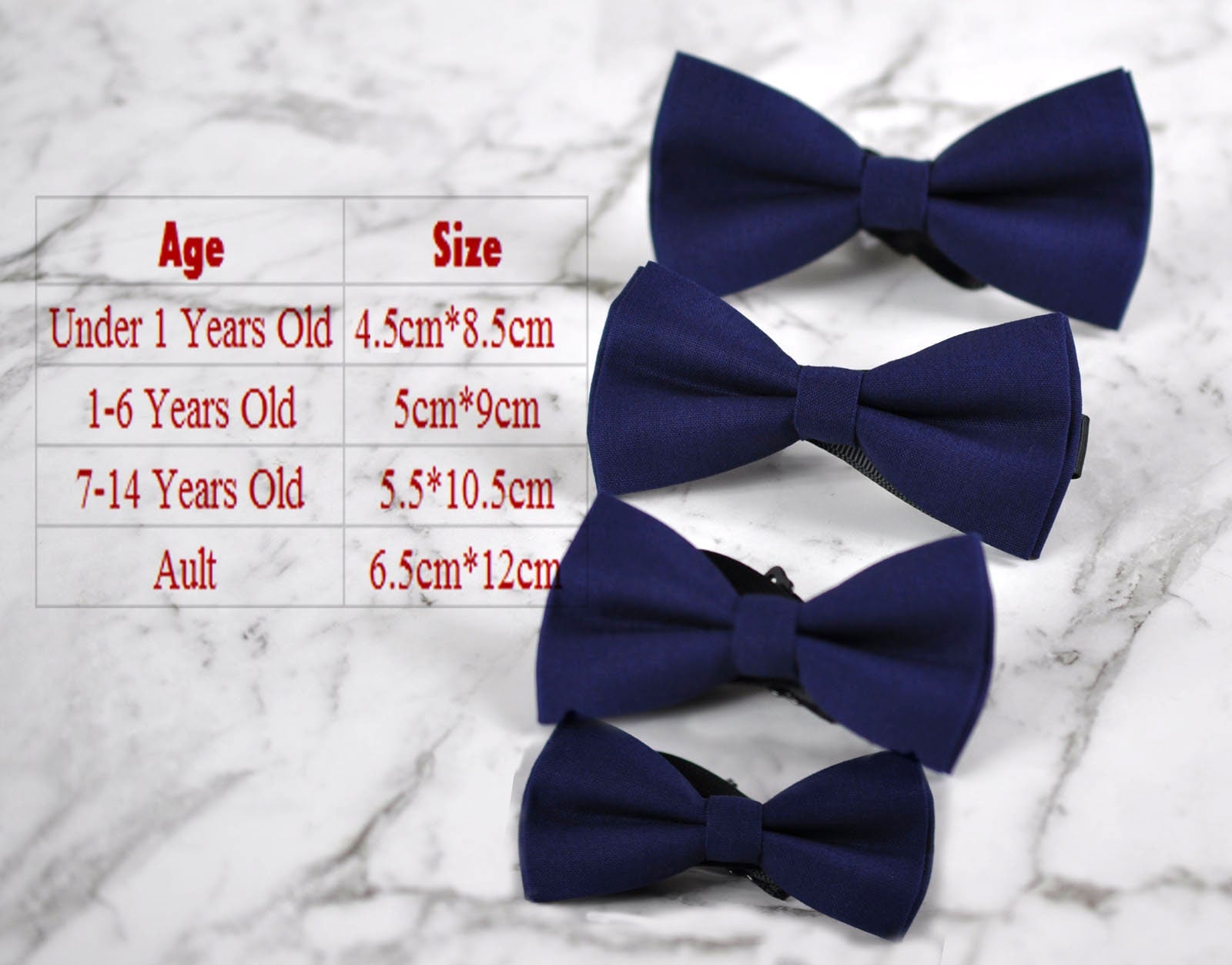 100% Cotton NAVY Blue Pretied Bow Tie Bowtie Party Wedding For Men Adult , Teenage Boy , Toddler Baby infant 4 Sizes