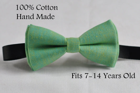 Kids Page Boy Teenage Youth 100% Cotton Mottled Sunny Aqua Bow Tie Bowtie Wedding Fits 7-14 Years Old