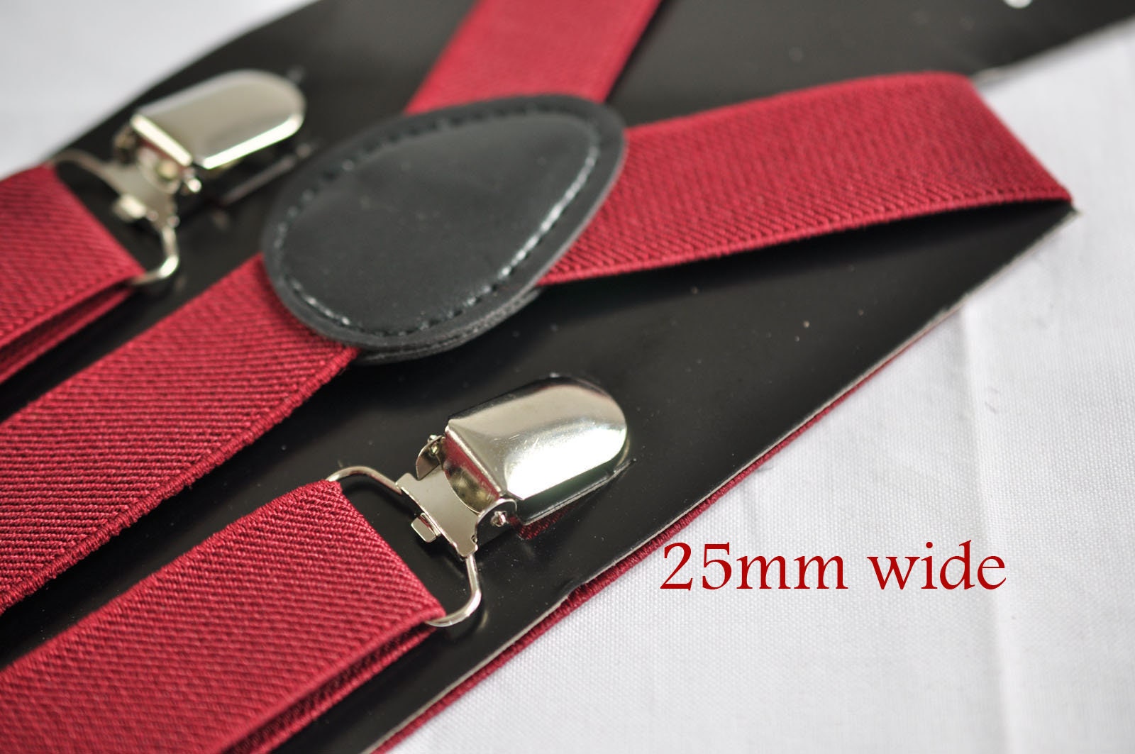 BOY KIDS Baby Infant Burgundy Wine Red Clip-on Braces Elastic Suspenders + 100% Cotton Ever Green Solid Bowtie Bow Ties Fits 1-6 Years Old